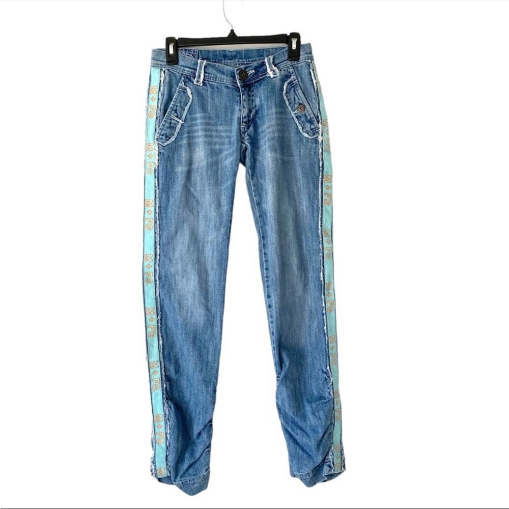 Vintage Marithe Francois Girbaud Side Stripe Low Rise Logo Jeans size 24 - Picture 1 of 5